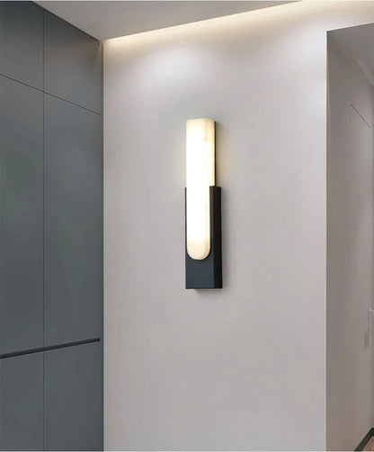 Verthara Modern LED Wall Sconce - 19.6 Marble Wall Light for Living Room and Hallway Indoor Lighting Nature White(3500-5500K) / Black