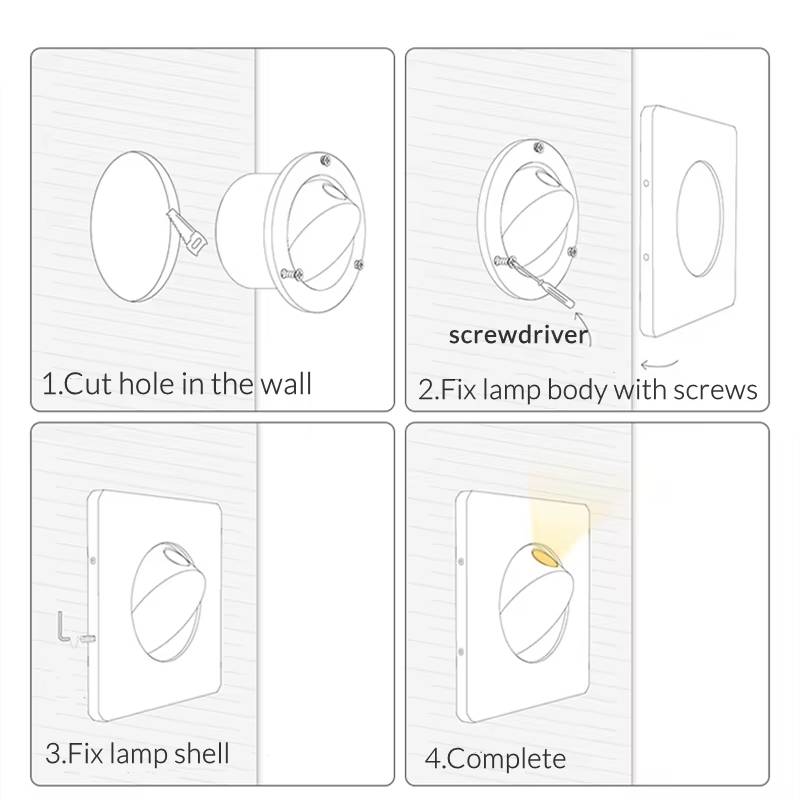 Verthara Modern LED Wall Sconce with 350º Rotation – 3W Recessed Wall Lamp for Bedroom and Stair Lighting, Warm White and Natural White Options
