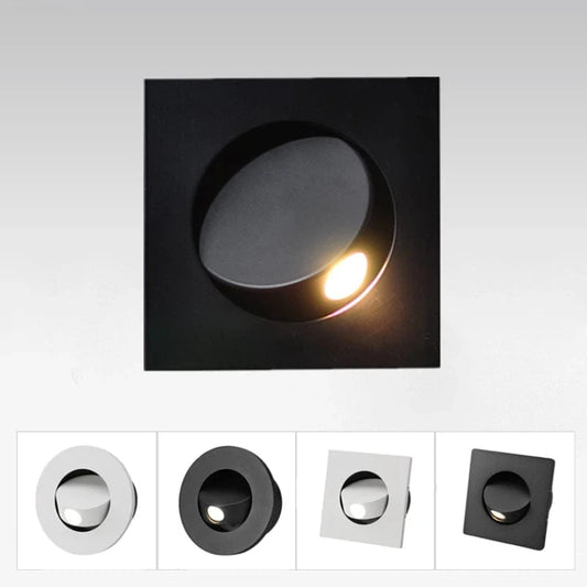 Verthara Modern LED Wall Sconce with 350º Rotation – 3W Recessed Wall Lamp for Bedroom and Stair Lighting, Warm White and Natural White Options