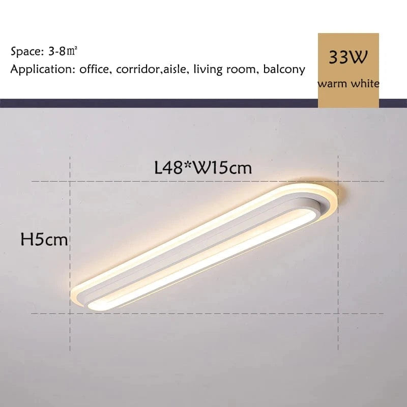 Verthara Modern Minimalist LED Flush Mount Ceiling Light – Durable Aluminum Fixture for Aisles, Corridors, Black and White Options Warm White / White / 48*15