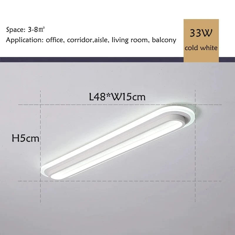 Verthara Modern Minimalist LED Flush Mount Ceiling Light – Durable Aluminum Fixture for Aisles, Corridors, Black and White Options Cold White / White / 48*15