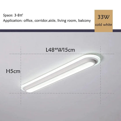 Verthara Modern Minimalist LED Flush Mount Ceiling Light – Durable Aluminum Fixture for Aisles, Corridors, Black and White Options Cold White / White / 48*15