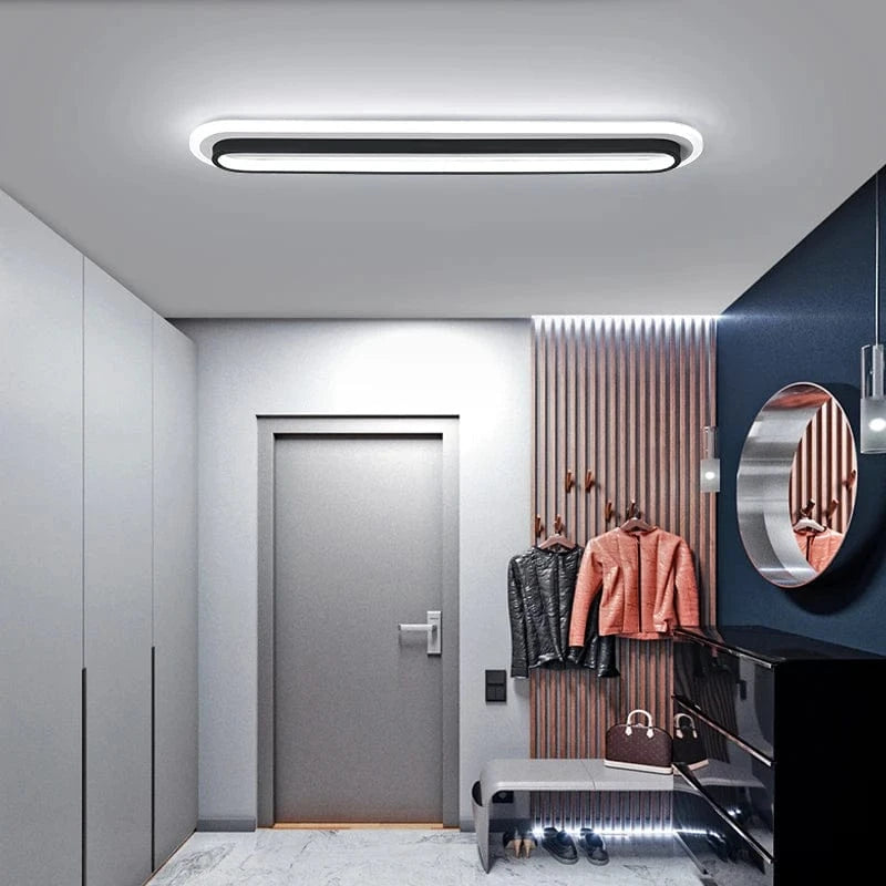 Verthara Modern Minimalist LED Flush Mount Ceiling Light – Durable Aluminum Fixture for Aisles, Corridors, Black and White Options