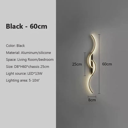 Verthara Modern Minimalist LED Wall Lamp – 24 Inch Long Strip Design for Indoor Bedroom and Living Room Wall Lights Cool white / Black 60cm