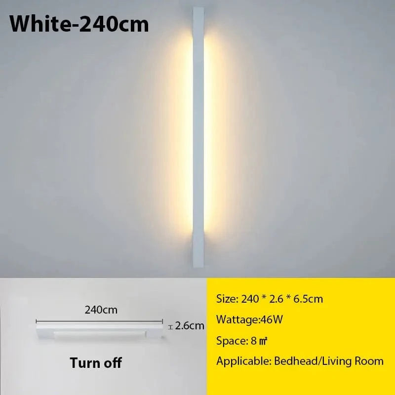 Verthara Modern Minimalist LED Wall Lamp – Versatile Wall Lights Indoor for Living Room and Bedroom with Adjustable Brightness and Multiple Sizes Dimming with RC / White 240cm