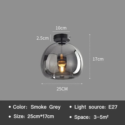 Verthara Modern Nordic Ceiling Lamp with Cognac Glass Shade - LED Ceiling Lights for Dining Room and Living Spaces A-Black / Warm White