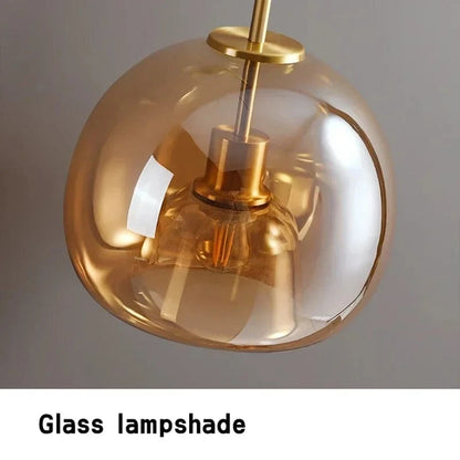 Verthara Modern Nordic Ceiling Lamp with Cognac Glass Shade - LED Ceiling Lights for Dining Room and Living Spaces