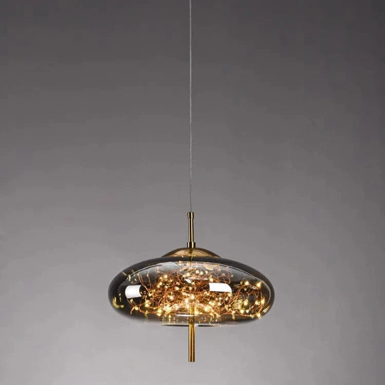 Verthara Modern Nordic Glass Chandelier Light – Long Line Starry Art Fixture for Bedroom, Hotel, and Bar Decor C-Amber / Cold White