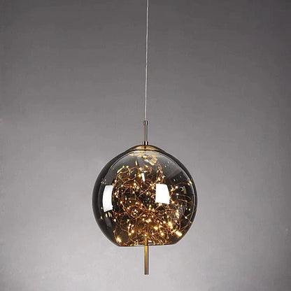 Verthara Modern Nordic Glass Chandelier Light – Long Line Starry Art Fixture for Bedroom, Hotel, and Bar Decor B-Smoky Grey / Cold White