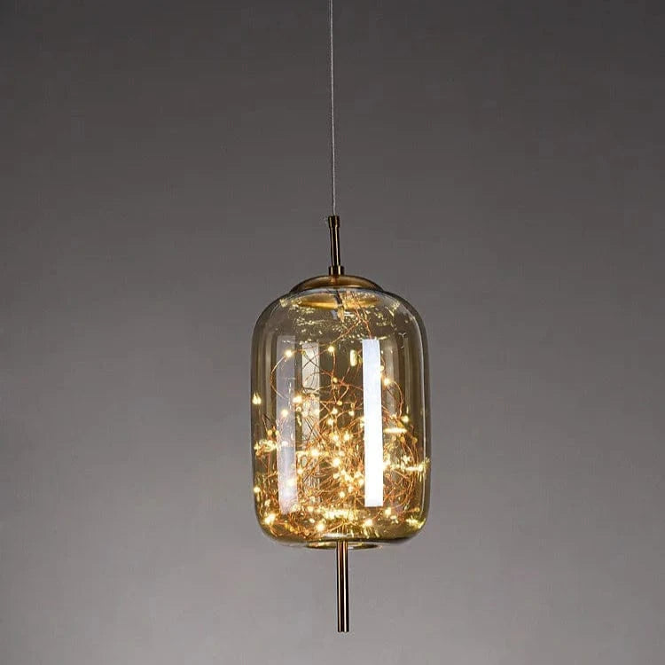 Verthara Modern Nordic Glass Chandelier Light – Long Line Starry Art Fixture for Bedroom, Hotel, and Bar Decor A-Amber / Cold White