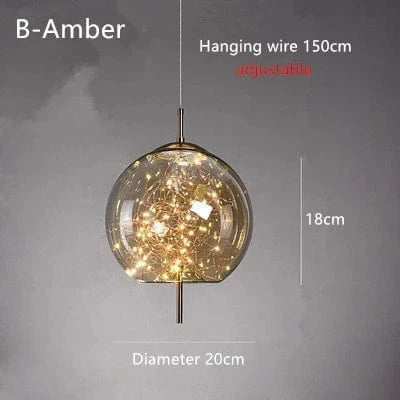 Verthara Modern Nordic Glass Chandelier Light – Long Line Starry Art Fixture for Bedroom, Hotel, and Bar Decor