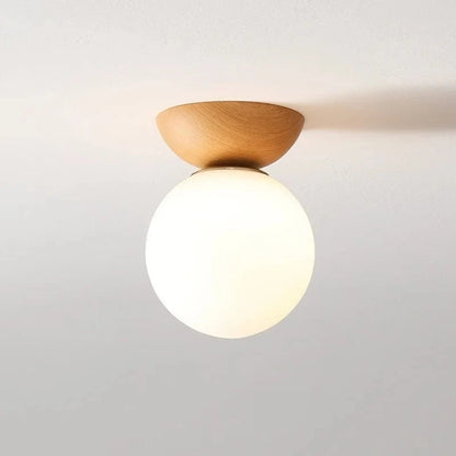 Verthara Modern Nordic LED Flush Mount Ceiling Light Fixture in Iron and Glass for Dining Room, Bedroom, Living Room Wood