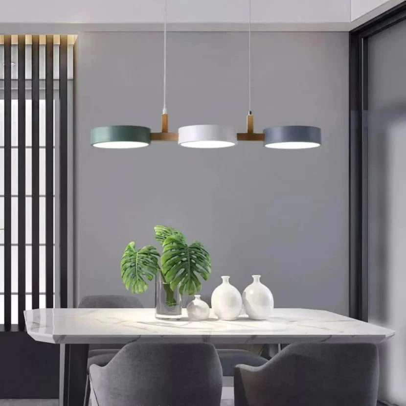 Verthara Modern Nordic LED Pendant Light - Iron and Wood Hanging Lamp for Kitchen Island and Dining Room Lighting