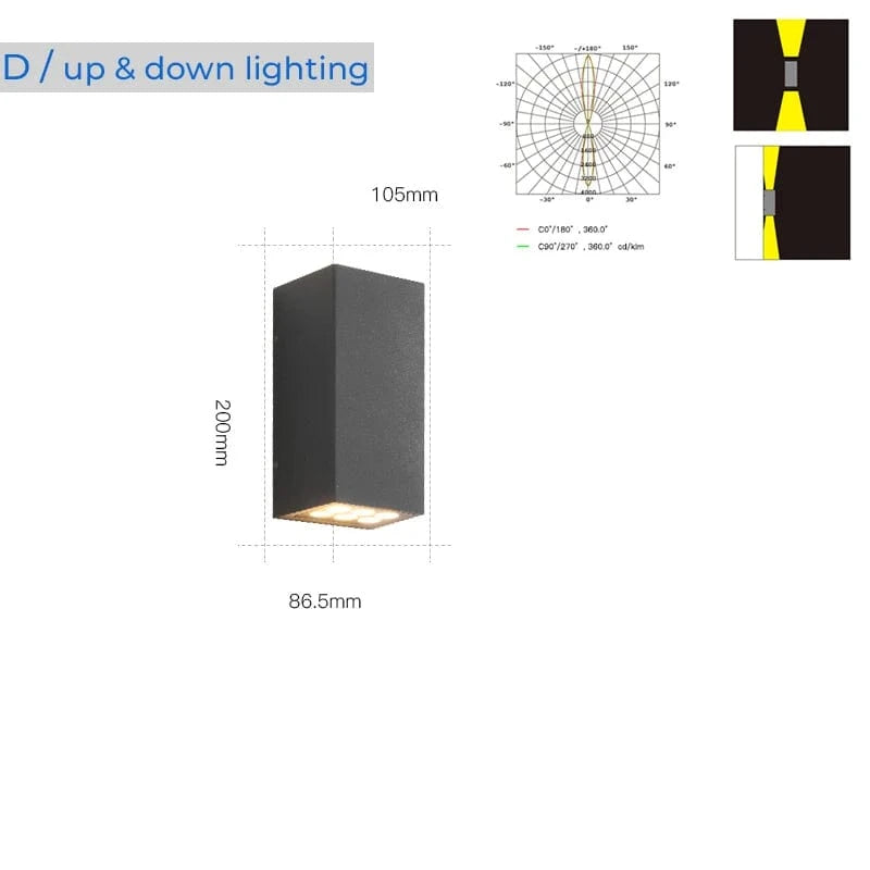 Verthara Modern Outdoor Wall Light – IP65 Waterproof Die-Cast Aluminum Lantern for Garden and Porch, Easy Tool-Free Installation D