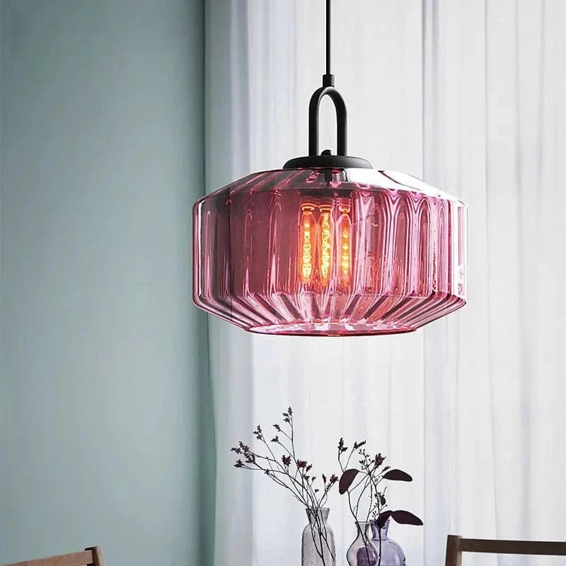 Verthara Modern Red Glass Pendant Light – Stylish Hanging Fixture for Bedroom and Dining Room Decor Red / Cold White