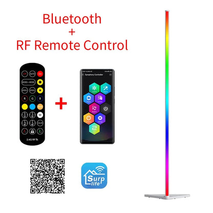 Verthara Modern RGB LED Floor Lamp with Dimmable Mood Lighting – 140cm Standing Lamp for Living Room and Bedroom UK Plug / White LED