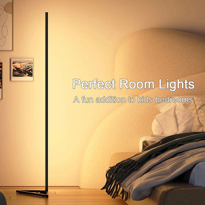 Verthara Modern RGB LED Floor Lamp with Dimmable Mood Lighting – 140cm Standing Lamp for Living Room and Bedroom