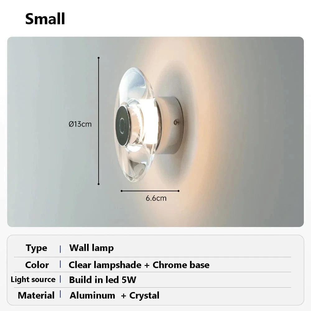 Verthara Modern Round Crystal LED Bedside Lamp – Minimalist Chrome Nightstand and Table Lamp for Bedroom and Living Room