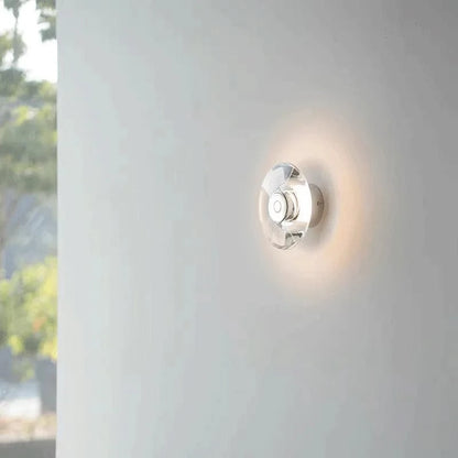 Verthara Modern Round Crystal LED Bedside Lamp – Minimalist Chrome Nightstand and Table Lamp for Bedroom and Living Room