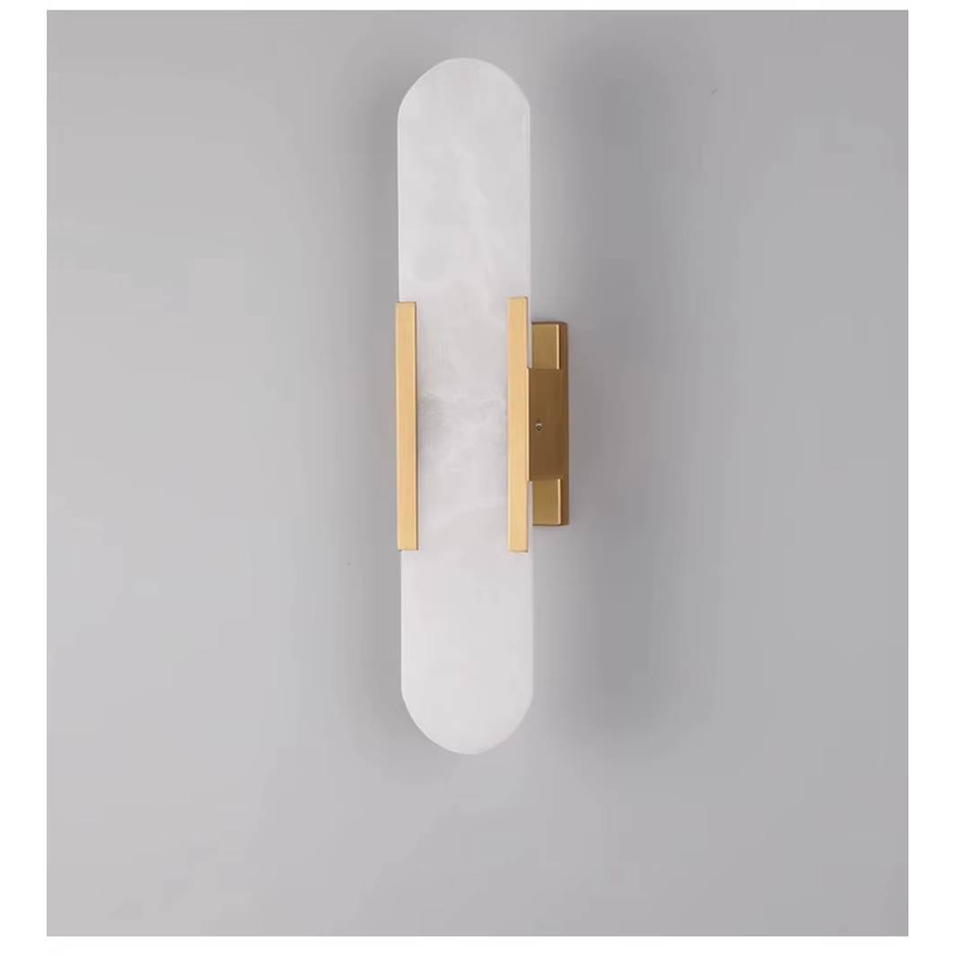 Verthara Modern Stone Wall Lamp in Black Gold Finish – G4 Socket Wall Light for Bedroom and Living Room Decor