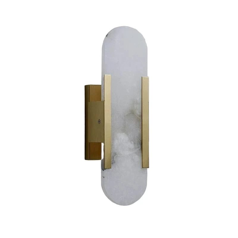 Verthara Modern Stone Wall Lamp in Black Gold Finish – G4 Socket Wall Light for Bedroom and Living Room Decor Cool White(5500-7000K) / H35cm gold color