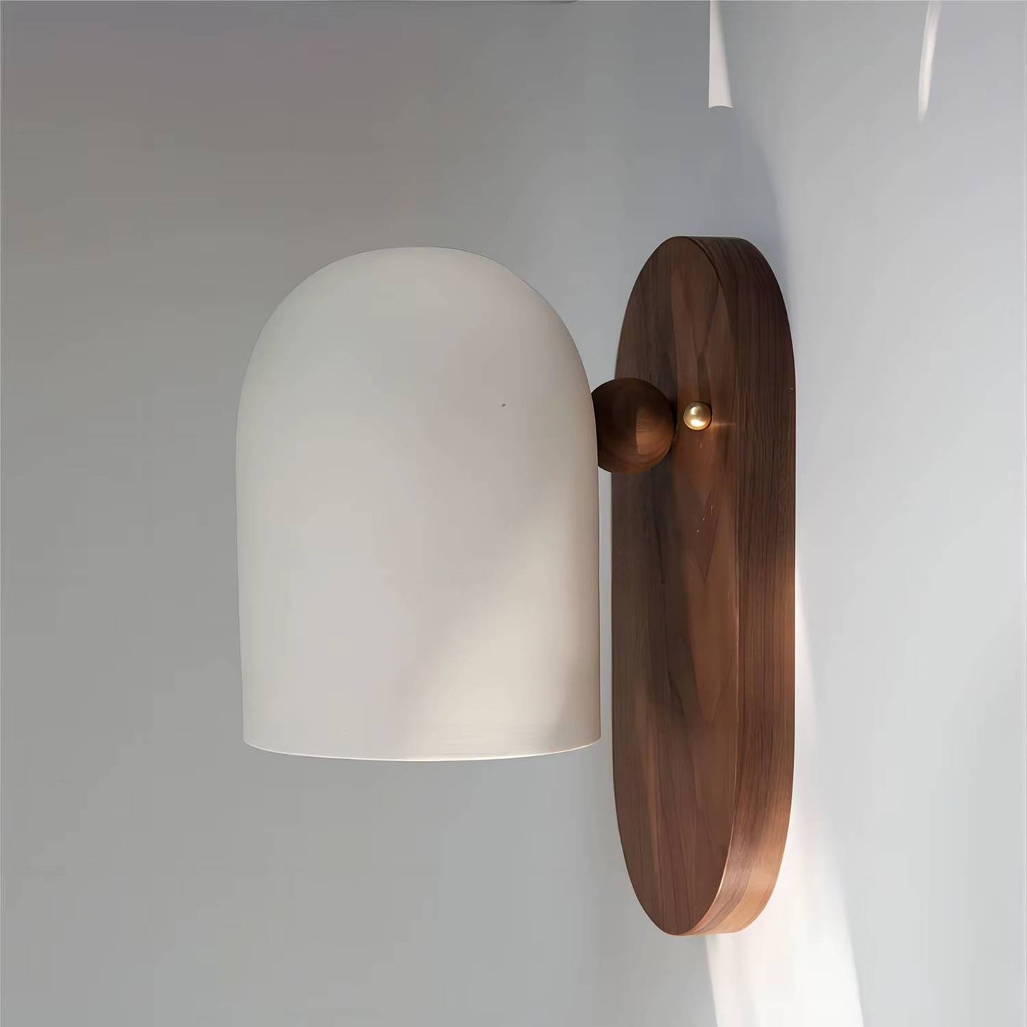 Verthara Modern Walnut Wood Wall Sconce Lighting with Iron Accents – Elegant Wall Lights for Bedroom and Living Room Changeable / A Type White