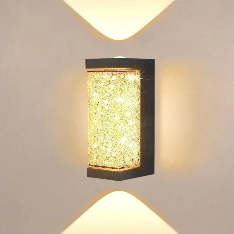Verthara Modern Waterproof Crystal LED Wall Lamp - Stylish Outdoor Wall Lights for Indoor and Outdoor Use, Versatile Wall Sconce Lighting Square-3000K