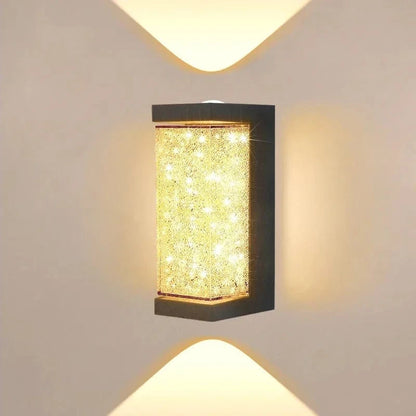 Verthara Modern Waterproof Crystal LED Wall Lamp - Stylish Outdoor Wall Lights for Indoor and Outdoor Use, Versatile Wall Sconce Lighting Square-3000K