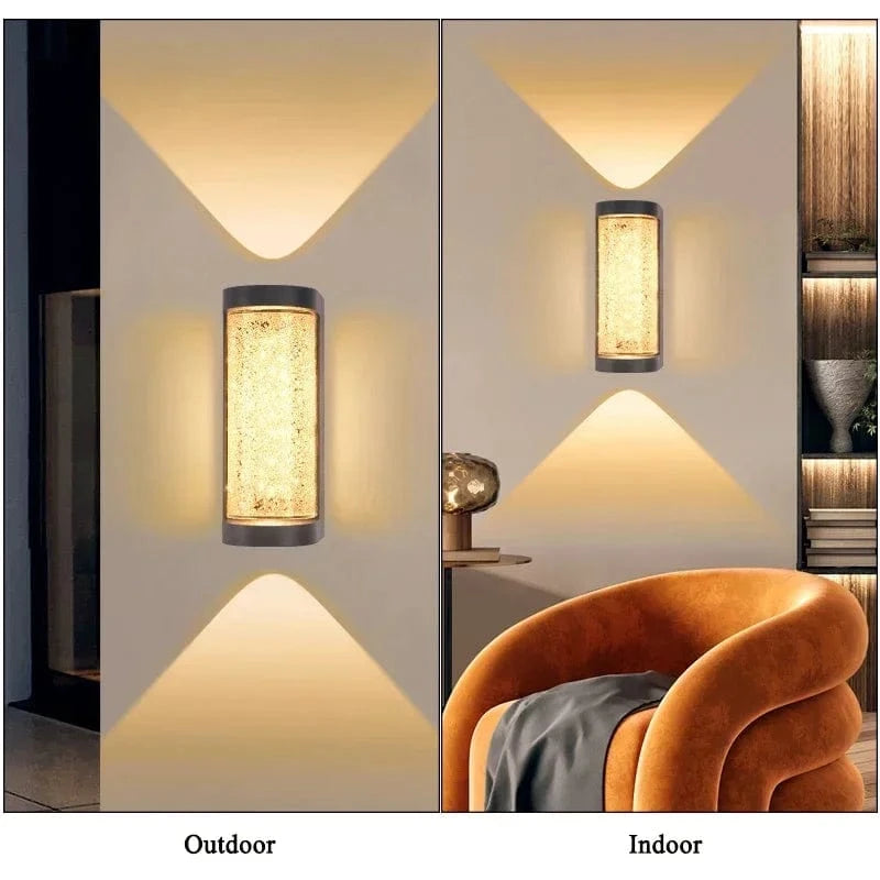 Verthara Modern Waterproof Crystal LED Wall Lamp - Stylish Outdoor Wall Lights for Indoor and Outdoor Use, Versatile Wall Sconce Lighting