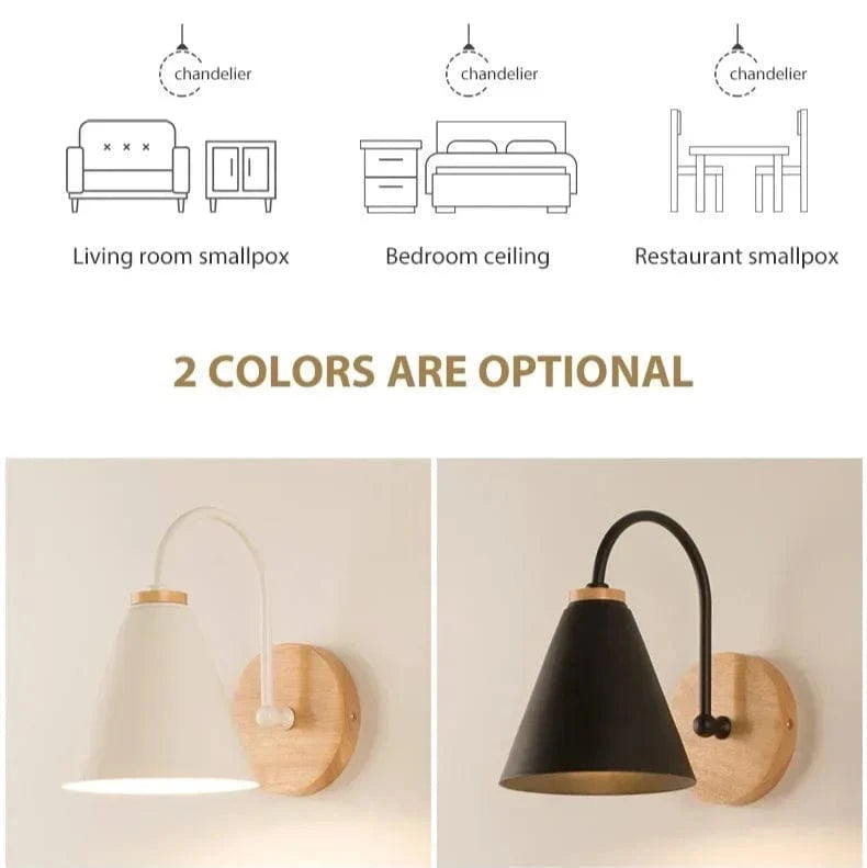 Verthara Modern Wood Wall Lamp E27 Socket