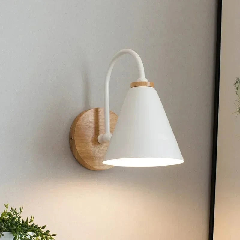 Verthara Modern Wood Wall Lamp E27 Socket White