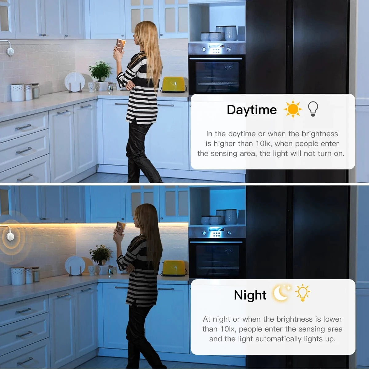 Verthara Motion Sensor COB LED Strip Lights, USB Powered Neon Night Light for Under Bed and Cabinet, Flexible Lengths, Warm/Cool White Options