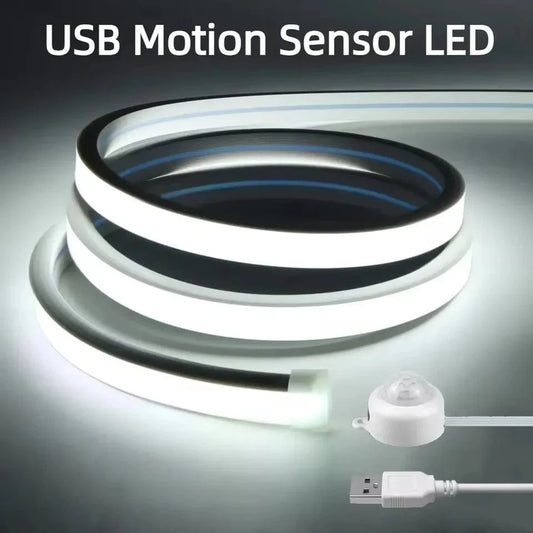Verthara Motion Sensor COB LED Strip Lights, USB Powered Neon Night Light for Under Bed and Cabinet, Flexible Lengths, Warm/Cool White Options