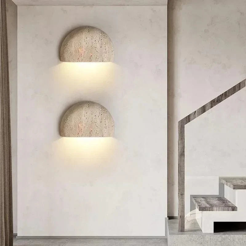 Verthara Natural Stone LED Wall Light – Half Circle Wall Sconce for Living Room, Bedroom, Aisle, Energy-Efficient Indoor Lighting Default