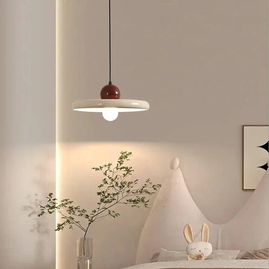Verthara Nordic Cream Flying Saucer Pendant Light – Modern Ceiling Light Fixture for Living Room and Bedroom, 20/30cm
