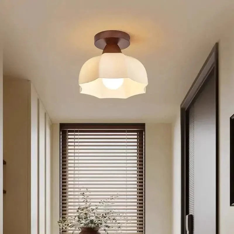 Verthara Nordic LED Ceiling Light Fixture with Glass Shade – Modern Flush Mount Light for Living Room, Dining Room, Kitchen, and Hallway B / Natural Light
