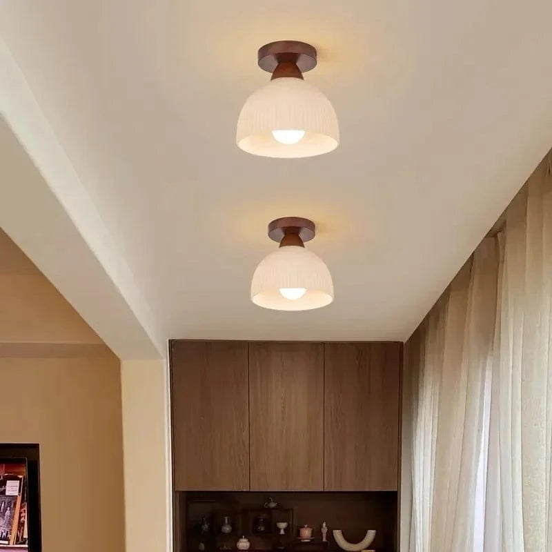 Verthara Nordic LED Ceiling Light Fixture with Glass Shade – Modern Flush Mount Light for Living Room, Dining Room, Kitchen, and Hallway A / Natural Light
