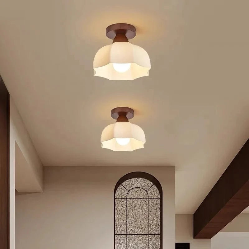 Verthara Nordic LED Ceiling Light Fixture with Glass Shade – Modern Flush Mount Light for Living Room, Dining Room, Kitchen, and Hallway