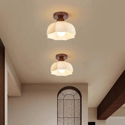 Verthara Nordic LED Ceiling Light Fixture with Glass Shade – Modern Flush Mount Light for Living Room, Dining Room, Kitchen, and Hallway
