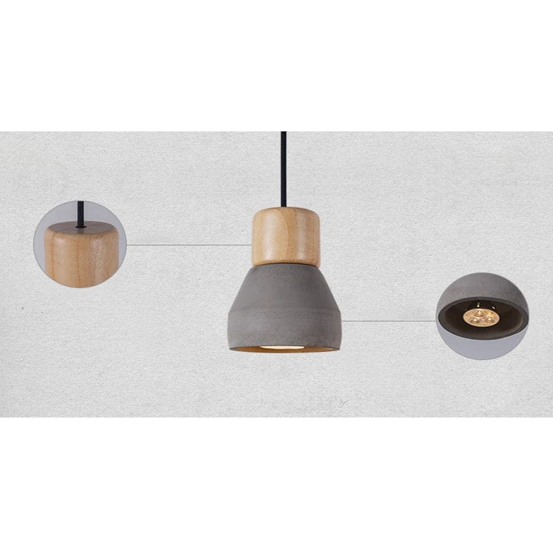 Verthara Nordic LED Pendant Light – Indoor Hanging Fixture – Cement-Wood Design - Adjustable Wire Length - Vintage Style - E27 Base