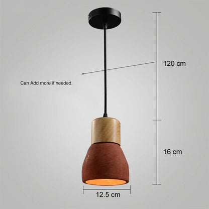 Verthara Nordic LED Pendant Light – Indoor Hanging Fixture – Cement-Wood Design - Adjustable Wire Length - Vintage Style - E27 Base