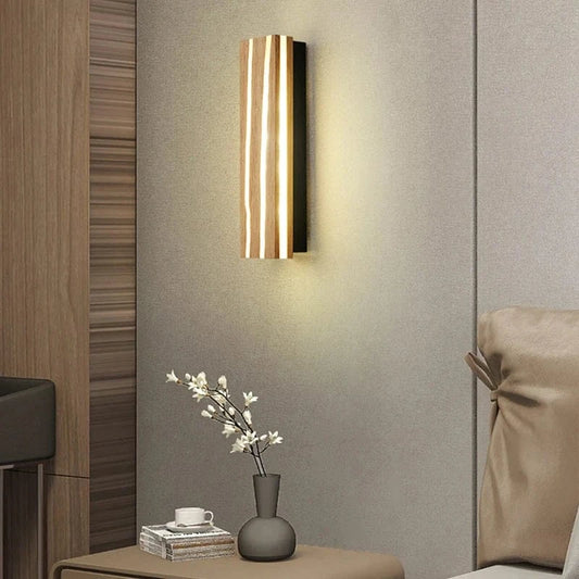 Verthara Nordic LED Wooden Wall Sconce - Adjustable Wall Lamp for Bathroom, Bedroom, and Living Room - Warm & Cool White Lighting Options