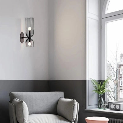 Verthara Nordic Minimalist Glass Wall Light - Wall Mounted - E14 LED Included - Electroplated Copper - Indoor Use - Available In Dark Gray, White, Blue