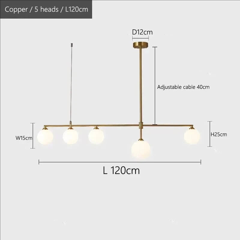 Verthara Nordic Solid Brass Pendant Light – Cream Globe Cluster for Kitchen Island and Dining Room Pendant Lighting 5 heads Copper / Cold White