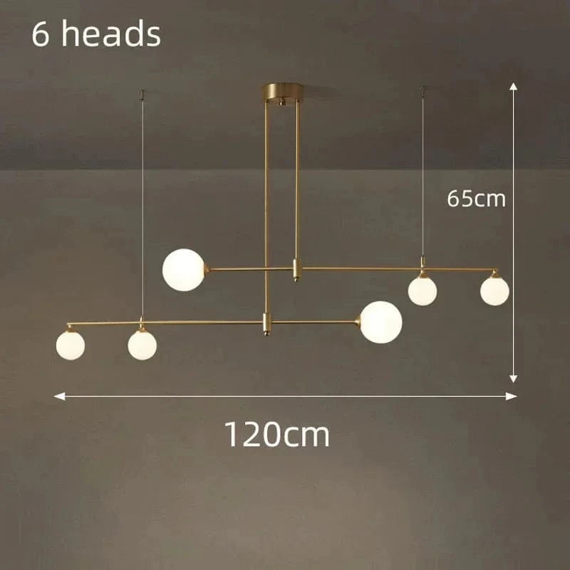 Verthara Nordic Solid Brass Pendant Light – Cream Globe Cluster for Kitchen Island and Dining Room Pendant Lighting 6 heads Copper / Cold White