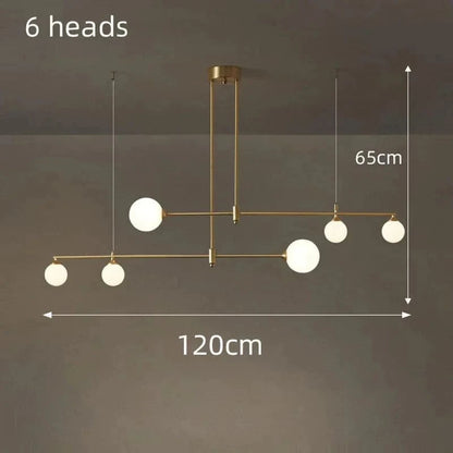 Verthara Nordic Solid Brass Pendant Light – Cream Globe Cluster for Kitchen Island and Dining Room Pendant Lighting 6 heads Copper / Cold White