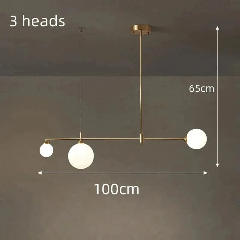 Verthara Nordic Solid Brass Pendant Light – Cream Globe Cluster for Kitchen Island and Dining Room Pendant Lighting 3 heads Copper / Cold White