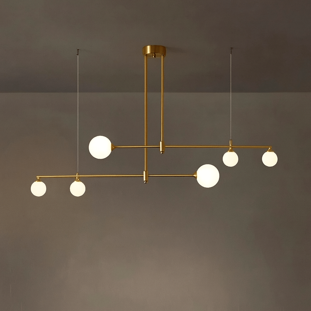 Verthara Nordic Solid Brass Pendant Light – Cream Globe Cluster for Kitchen Island and Dining Room Pendant Lighting 6 heads Copper / Cold White