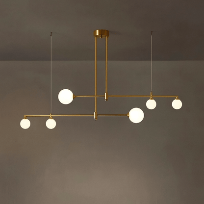 Verthara Nordic Solid Brass Pendant Light – Cream Globe Cluster for Kitchen Island and Dining Room Pendant Lighting 6 heads Copper / Cold White