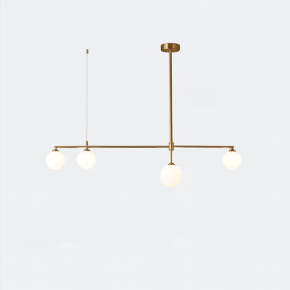 Verthara Nordic Solid Brass Pendant Light – Cream Globe Cluster for Kitchen Island and Dining Room Pendant Lighting 4 heads Copper 120cm / Cold White